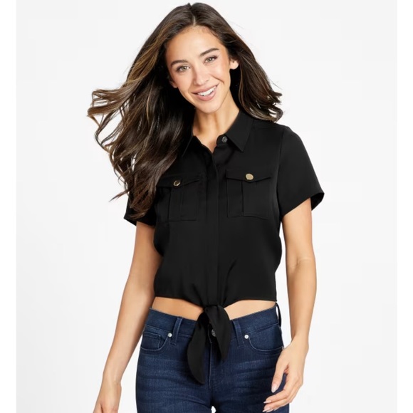 Guess Olicia Top sz Medium Black - Picture 1 of 2